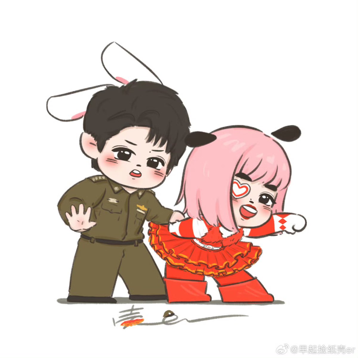 Zhikerrrrr1006's tweet photo. 现逮捕粉红爱心小狗战队核心成员，但逮捕后仍不服从试图逃脱。
为了大家的安全请速速撤离现场！兔兔警官会把他带回家去好好审问🫡 

#loveofsilomEP7
#loveofsilom
#รักแห่งสีลม 
#LoveofSilomTheSeries
#uppoom
#uppoompat #poompss https://t.co/ODbigGYNlM