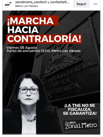 Iherreraa's tweet photo. Los comunistas de la CONFECH llaman a marchar hacia la Contraloría.  Quieren amedrentar a la Contralora para que no siga destapando los robos del gobierno de Boric.  Los cobardes de nuevo quieren ir contra una sola mujer. https://t.co/UOzggAiNnY