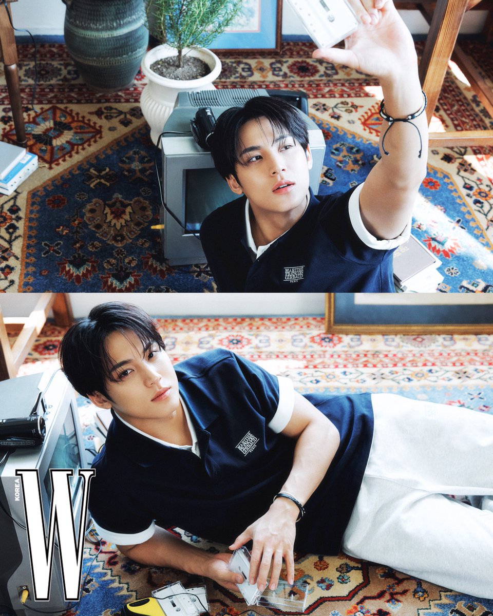 Maingyu's tweet photo. The sunlight and the breeze slips quietly through the window. Just me, sitting on the floor, surrounded by old playlists and songs that somehow understand exactly what I can’t put into words. Maybe that's what this photoshoot was trying to capture: a sense of comfort. https://t.co/ODdQHt7MEZ
