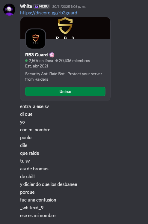 ElSoySamu's tweet photo. @swageltercero @Adrianhg03 @MemeStudioMC no es por decir nd malo pero intentalo despues terminas como white llorandome al md para que habra ticket en el bot anti raid porque lo banearon de 30 servers https://t.co/V2uWLhJgak