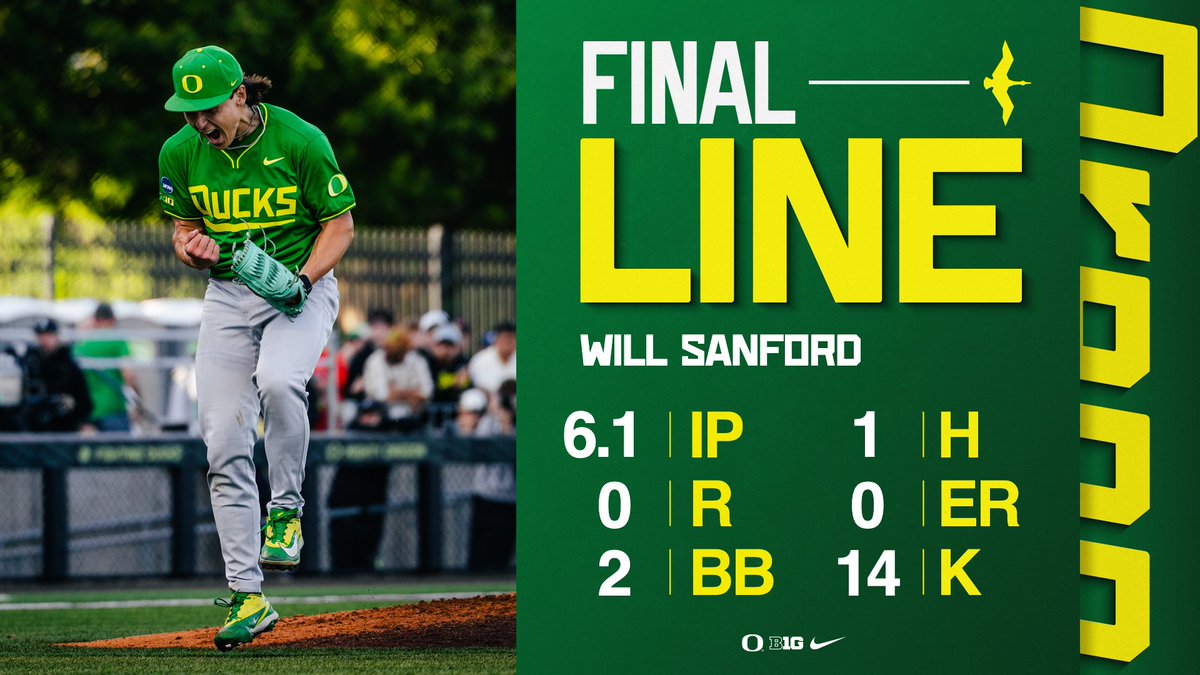 OregonBaseball's tweet photo. 𝐇𝐚𝐯𝐞 𝐚 𝐃𝐚𝐲 𝐖𝐢𝐥𝐥

What an outing for @Will_Seiji with a new career high 14 Ks. #GoDucks https://t.co/b5HxjVQwBs