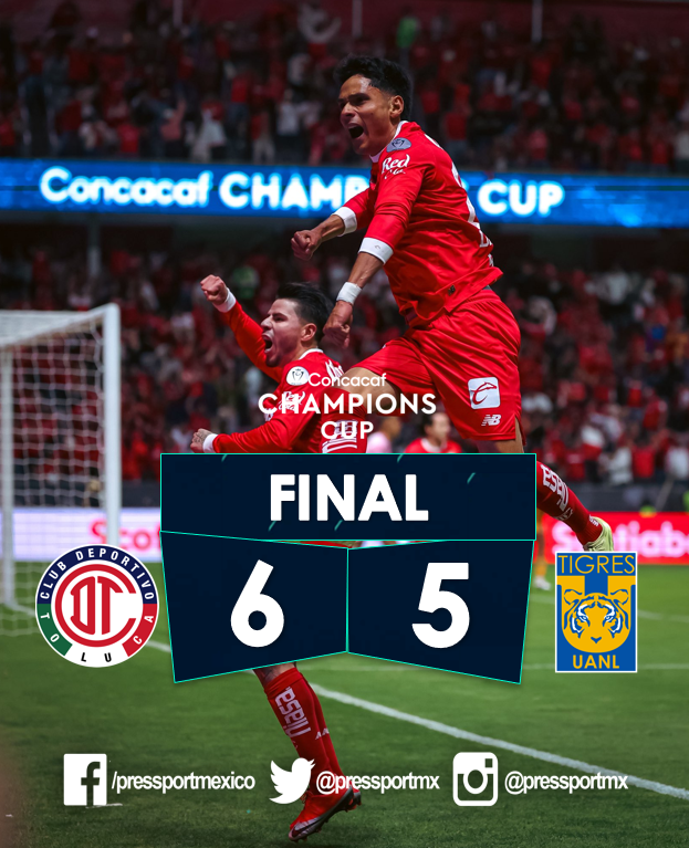 PressPortmx's tweet photo. ¡TOLUCA ES CAMPEÓN DE LA @TheChampions!🔥👹

Se termina el encuentro, @TolucaFC logra vencer a @TigresOficial en la tanda de penales tras dos atajadas de su arquero Luis Garcia. 

#Concachampions https://t.co/GHPB8ruXs7