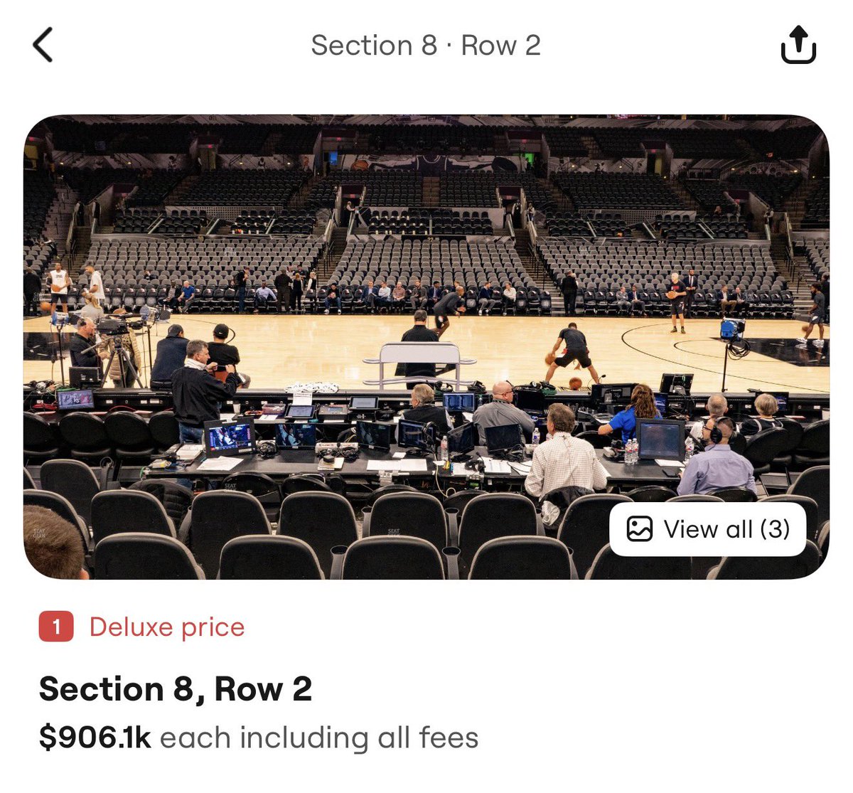 Grantfw's tweet photo. Someone selling a floor seat for 900k for game 1 https://t.co/qxcS7qtc8F