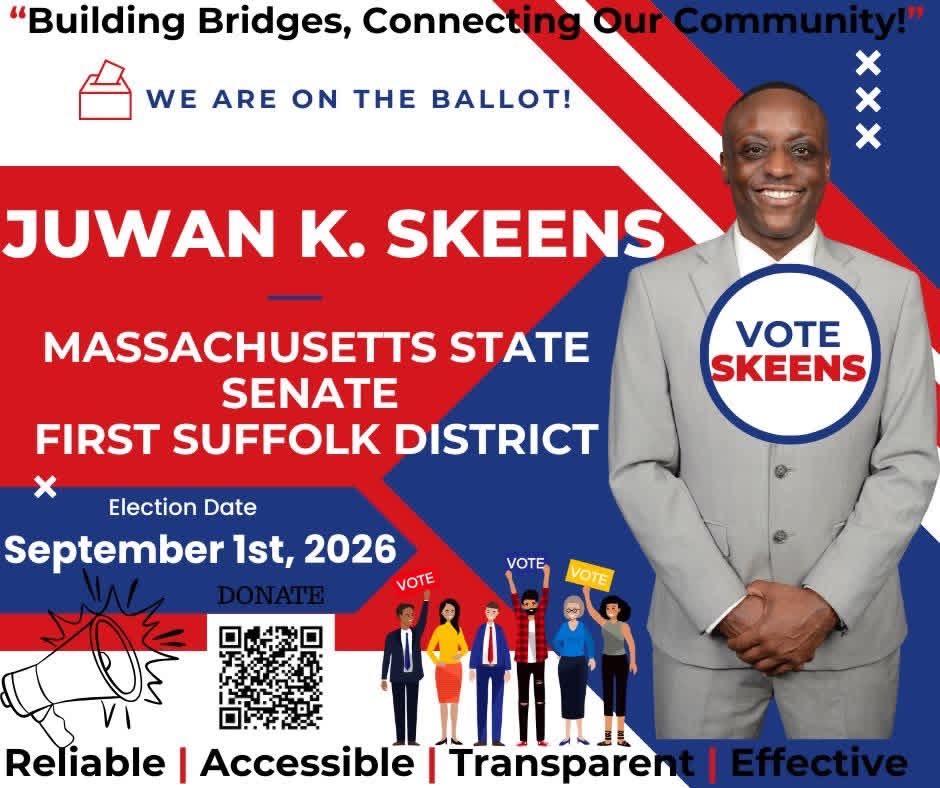 SkeensforSenate's tweet photo. 🚨 WE ARE ON THE BALLOT! 🚨

Join me at the Massachusetts State Senate Candidate Forum hosted by the Boston Democratic Wards 4 and 5 Committees!

📅 Tuesday, June 9, 2026
⏰ 6:00 PM
📍 Berklee College of Music
160 Massachusetts Avenue, Boston, MA

#BosPoli #MAPoli https://t.co/sGxUPEHi5J