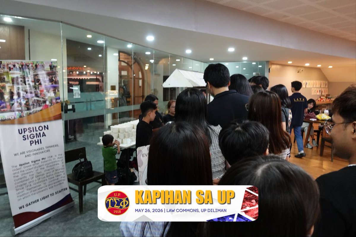 upsilonsigmaphi's tweet photo. On 26 May, 2026, the Upsilon Sigma Phi hosted its second and third installment of 𝗙𝗶𝗻𝗮𝗹𝘀 𝗞𝗮𝗽𝗶𝗵𝗮𝗻 𝗦𝗮 𝗨𝗣 at the UP Diliman College of Law’s Learning Commons in Malcolm Hall and at UP BGC’s Henry Sy Sr. Hall.

The fraternity served various meals to over 200 law https://t.co/iiWFIGWVoG