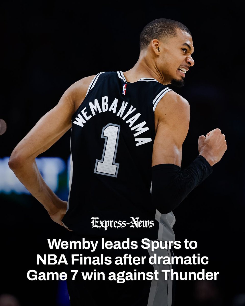 ExpressNews's tweet photo. The Spurs are headed back to the NBA Finals for the first time since 2014 after defeating the Thunder 111-103 in Game 7 of the Western Conference finals.

More from Oklahoma City: https://t.co/RMXpTCdYRV https://t.co/M15wdQ0UBm