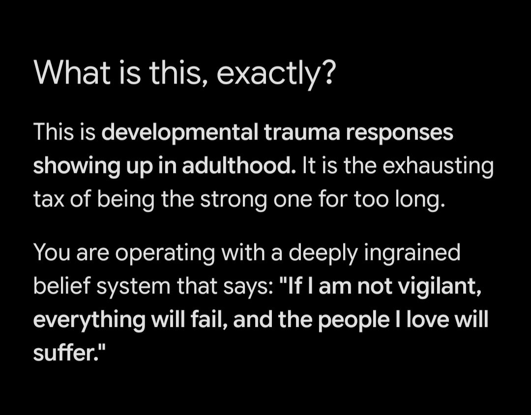 asminiss's tweet photo. "Your mind is constantly running an operational background check on survival, stability, and safety. You are busier because you are carrying the weight of multiple people's well-being on your shoulders." https://t.co/kxpu29KKNo
