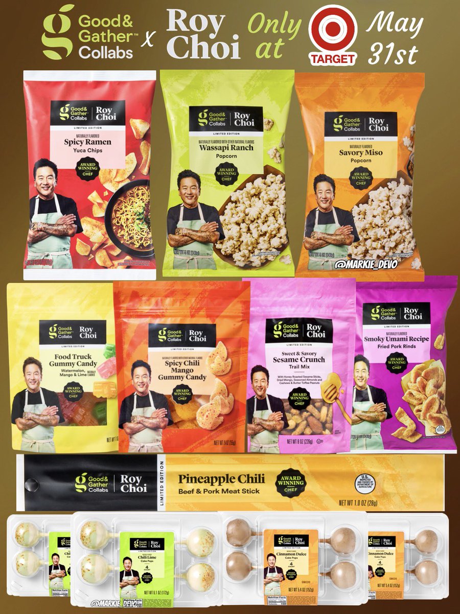 markie_devo's tweet photo. I’m here for the miso popcorn!🤤🍿

Target brand Good &amp; Gather teamed up with James Beard Award-winning chef, restaurateur and television personality Roy Choi for a line of snacks &amp; sweets. 

🛒Exclusively at Target nationwide starting May 31st. 

(News/Image::Target)

Thoughts👇🏻 https://t.co/9PQGnL40pd