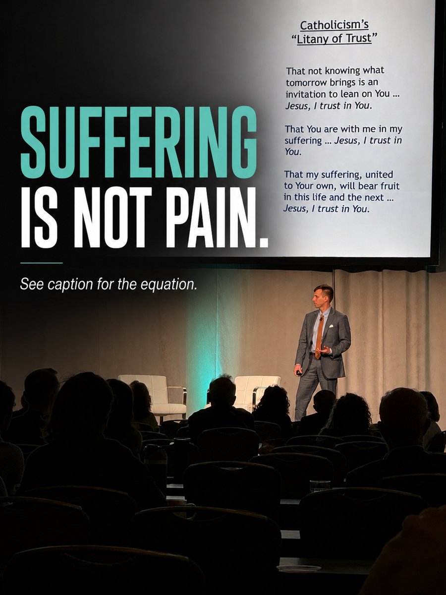 drelyaman's tweet photo. “Suffering is not pain.”

One of the concepts I found myself reflecting on after Bryce Fuemmeler’s presentation at AIC:

Suffering = Pain × Resistance

Pain may be unavoidable. Resistance is where much of the suffering begins. https://t.co/GWYbO2PeVk