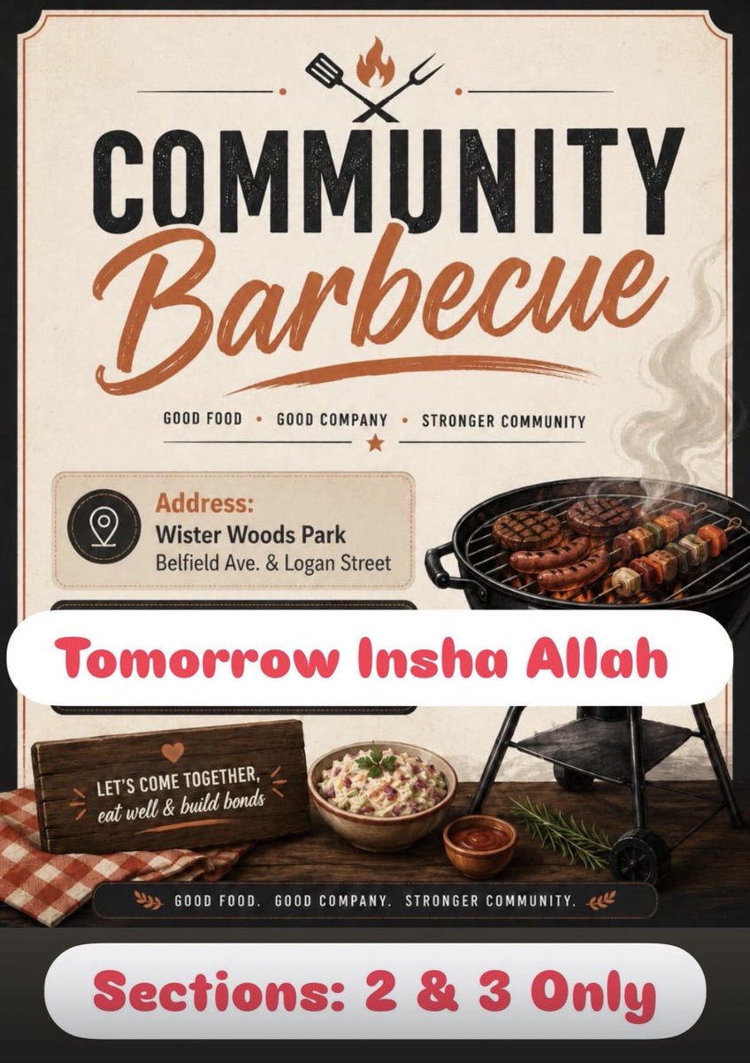 gtdawahcenter's tweet photo. Community BBQ 

12PM - 6PM insha Allah 

Tomorrow Sunday 31st May https://t.co/HPFfsOzp8U