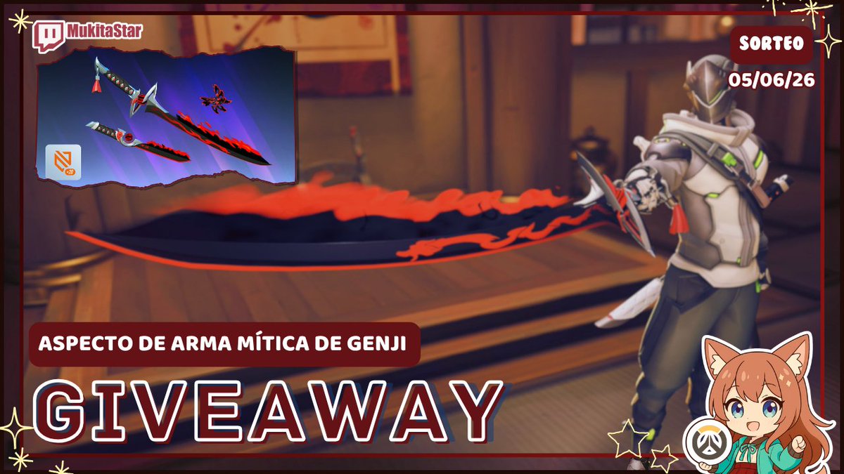 MukaiMei's tweet photo. 🎁 SORTEO: ARMA MITICA DE GENJI

REQUISITOS: • Follow en X, Twitch y TikTok → @Mukitastar 
• comparte + Like
• Comentá  y etiquetá a un amigo
• Canjeá tus tickets en stream 🎟️
- 05/06/26

Gracias Blizzard y @OverwatchLATAM por los códigos!
#OverwatchLATAM #OWLATAMMythicGenji https://t.co/I26IxPNDZH