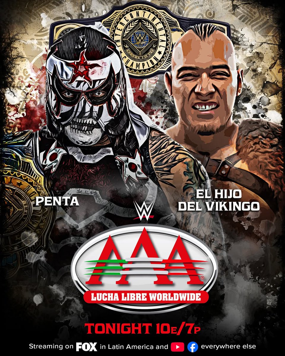 undertakeraepe's tweet photo. TONIGHT on :⁣
⁣
🏆  defends the Intercontinental Championship against ⁣
⁣
👊 "Original" El Grande Americano battles ⁣
⁣
👏   celebrates the longest Reina de Reinas reign!!⁣
⁣
Lucha Libre AAA streams TONIGHT at 10 ET/7 PT on FOX in Latin America and on Y... https://t.co/nL3KbHCnVn