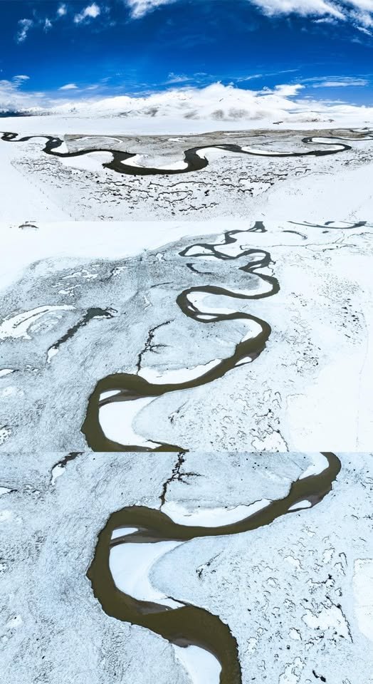 ShanghaiEye's tweet photo. IN PICS: Drone photos taken on May 27, 2026 show #snow scenery of #Qiangtang grassland in #Nagqu City, southwest #China's #Xizang Autonomous Region. https://t.co/X1WMtBPBB9
