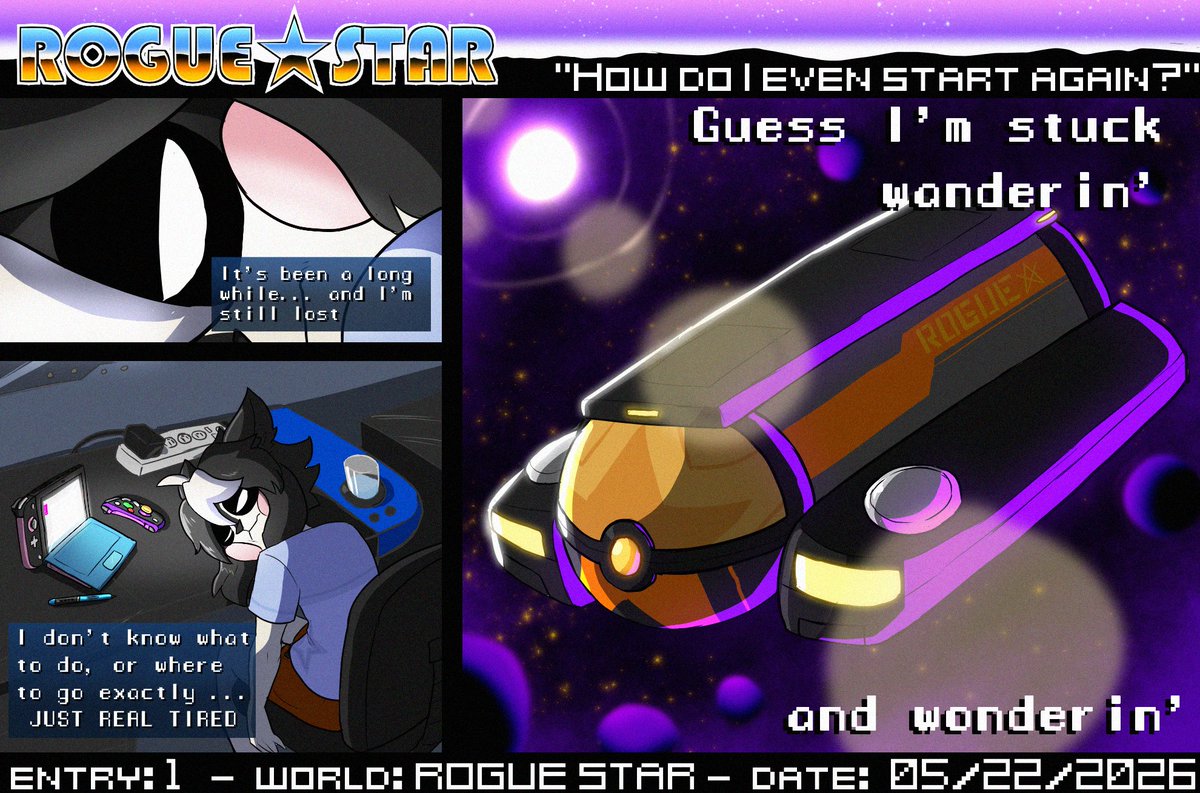 KarlWarrior47's tweet photo. ROGUE⭐STAR
ENTRY 1 - How do I even start again?
#fanart #comic #webcomic #latetotwitter https://t.co/li4e0TpILb