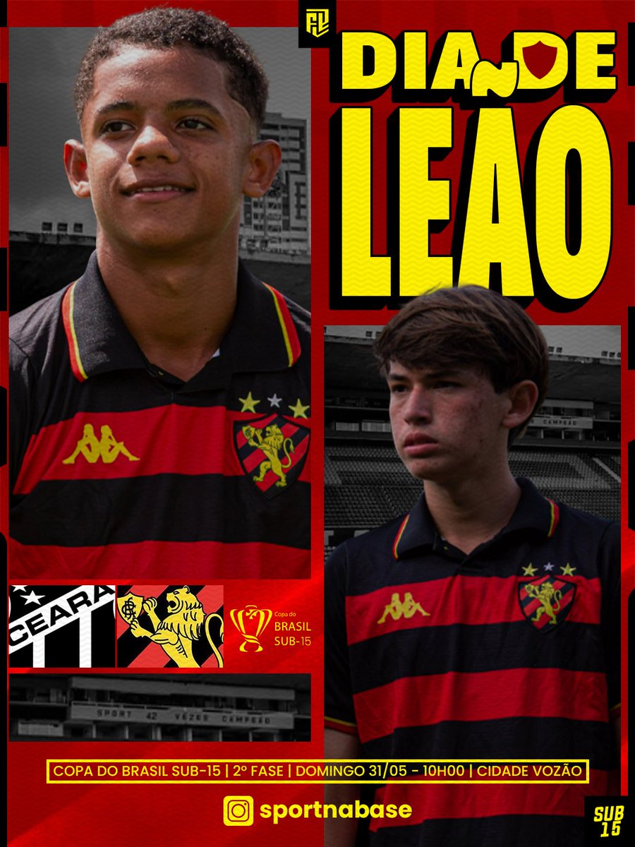 sportnabase's tweet photo. 𝗦𝗨𝗕-𝟭𝟱 | 𝗗𝗜𝗔 𝗗𝗘 𝗖𝗢𝗣𝗔 𝗗𝗢 𝗕𝗥𝗔𝗦𝗜𝗟

🆚 Ceará 
🏆 Copa do Brasil Sub-15
🔰 Oitavas de Final - Jogo Único 
🏟️ Cidade Vozão
⏰ 10:00 https://t.co/MFMLhu7QLD