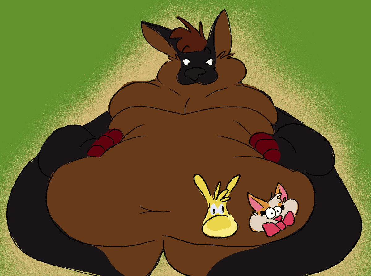JGLizardsCorner's tweet photo. (Mild CW: Fatfur, Inplied Vore) Art done for one of my bfs, @Ractertheawtt  featuring my other bf @rexycorg https://t.co/ZMmRXfXJKT