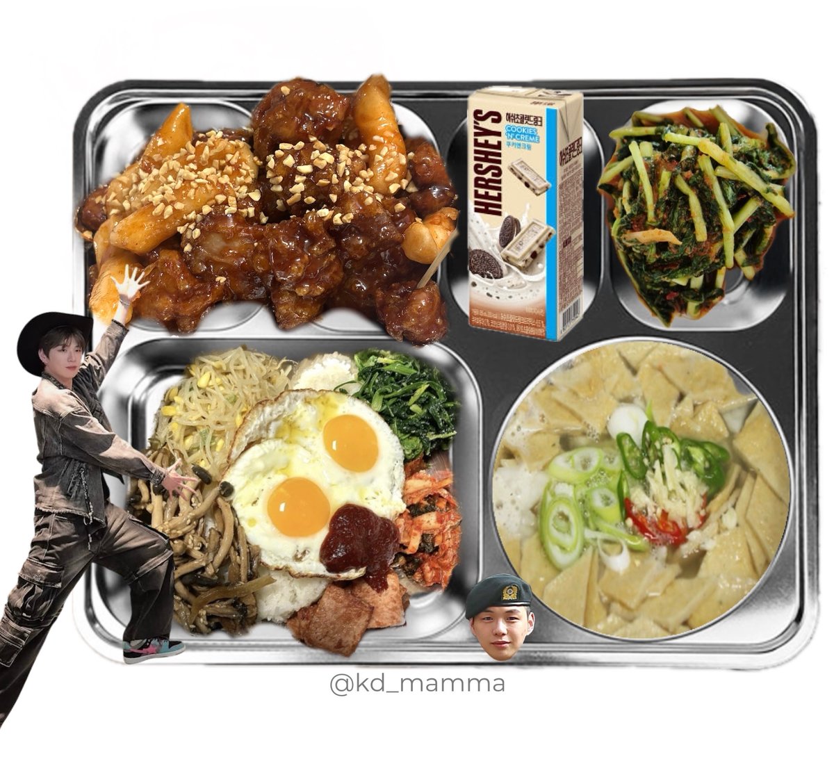 kd_mamma's tweet photo. 〔 2026년 5월 31일 중식 〕
비빔밥
어묵탕
닭강정
계란후라이
가공우유 (쿠키앤크림)
열무김치
   ᑎ__ᑎ      ᐱ__ᐱ     ᕱ__ᕱ
   (˶.•o•˶)    ( .•ω• )    ( .•⤚• )
ଘ(ა       )    (ა🍪૮)｡   (      ٩)੭ https://t.co/rfyoO9i4i2