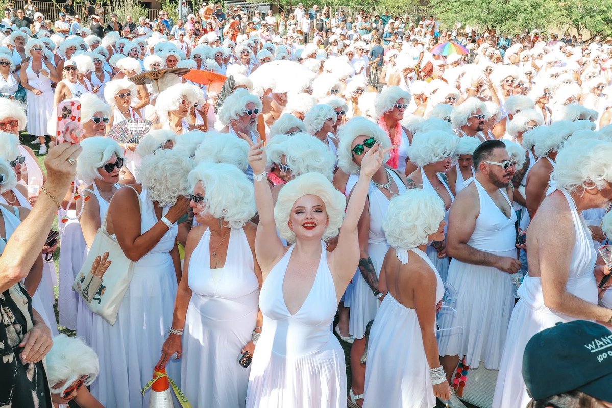 For Marilyn Monroe's 100 th birthday, the largest group of Marilyn's  gathered at her statue in Palm Springs