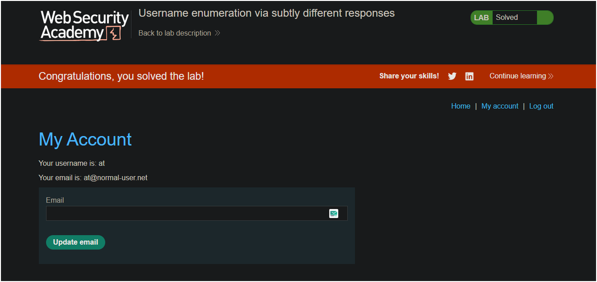 rootghost404's tweet photo. I completed the Web Security Academy lab:
Username enumeration via subtly different responses

@WebSecAcademy
 https://t.co/scp0DlMuA4 https://t.co/uonwsDsVY2