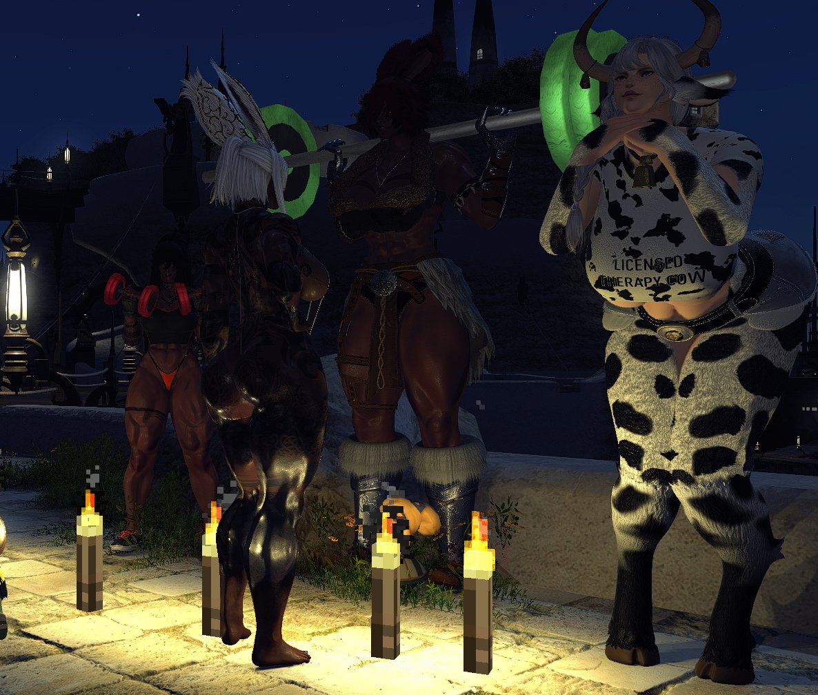 roegabev's tweet photo. Katt summoning the muscle mommies with minecraft torches https://t.co/fYCQnWV8zp