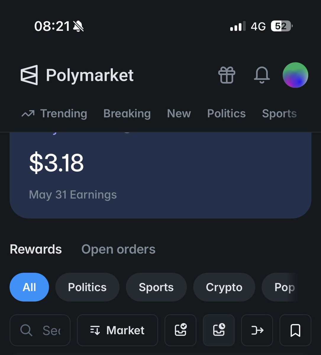 zillenss's tweet photo. Grinding to get to that $100 LP Rewards Mark on @Polymarket just reached $50. #grind #polymarket #poly https://t.co/4kzVBKAtoF