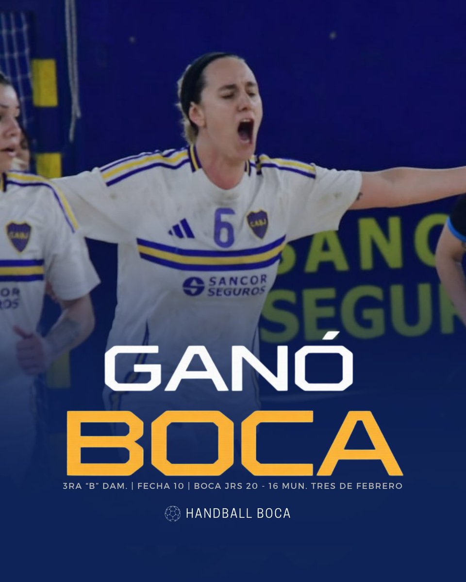 HandballBoca's tweet photo. ¡𝗚𝗔𝗡𝗢́ 𝗕𝗢𝗢𝗢𝗖𝗔𝗔𝗔! 👏

Tercera División Damas
Boca Jrs 20- 16 CEDEM

#Apertura2026
#DaleBoca 🔵🟡🔵 https://t.co/wOFDXYGMaI