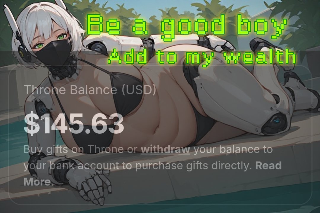2DRTSayu's tweet photo. https://t.co/gU031T7C07

I'm going to recharge. You arent gonna be sleeping anyways. So you might as well use that time making me richer~♡♡

#aifindom #finfet https://t.co/wUMjlJChTw