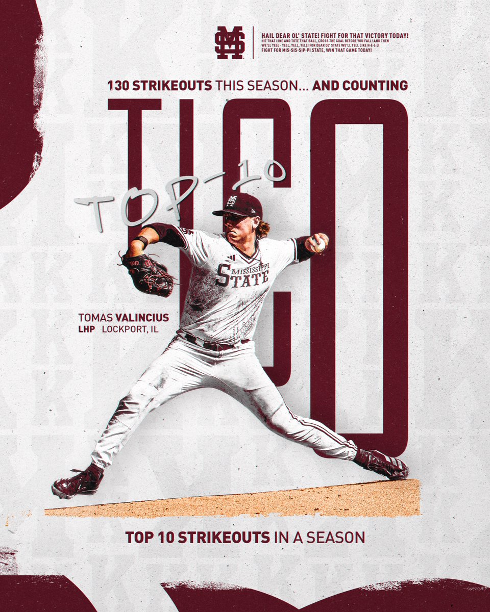 HailStateBB's tweet photo. Tico. 130 strikeouts this season. Top 10 in program history. https://t.co/I7gCExhnor