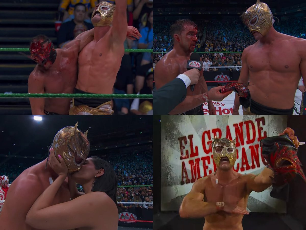 DirtSheetRadio's tweet photo. The Grande Americano angle started off as some half hearted, Trump inspired bullshit and pretty organically ended up becoming a beautiful showcase of cultural exchange.

A window for unfamiliar/unwilling American fans to experience the wonderful emotions that come with a Mask vs Mask match. 

Pro Wrestling is beautiful. Lucha Libre is beautiful. Love always wins.