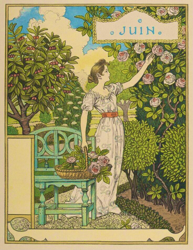 frome_maude's tweet photo. #June by Eugene Grasset, for La Belle Jardinerie, #artnouveau calendar, 1896. 
#June1st #1stJune #FolkloreSunday #MythologyMonday https://t.co/TqbHCnw05C