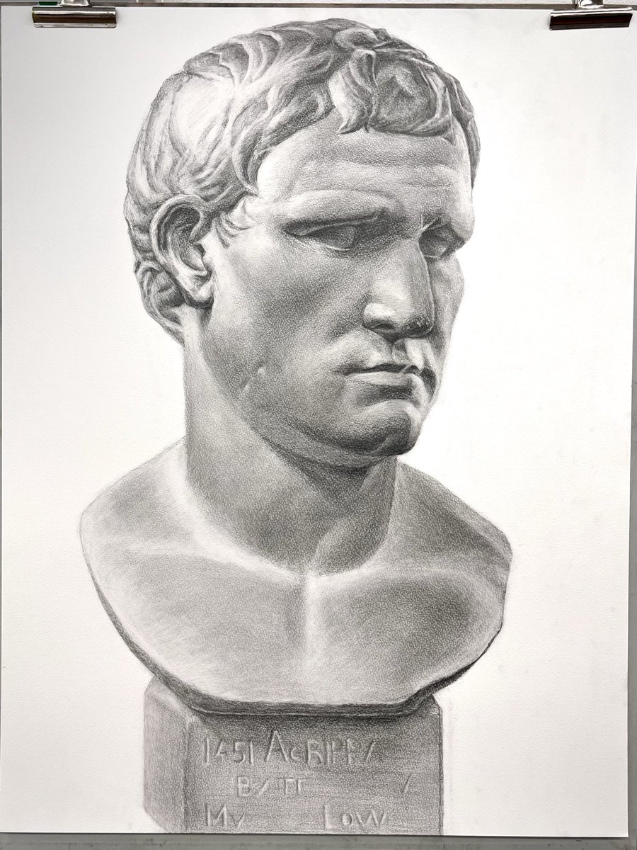 Agrippa 古代彫刻 割れない　デッサン アグリッパ像』終了｡｡｡ヴィーナス像よりはマシになったかなあ。高校の