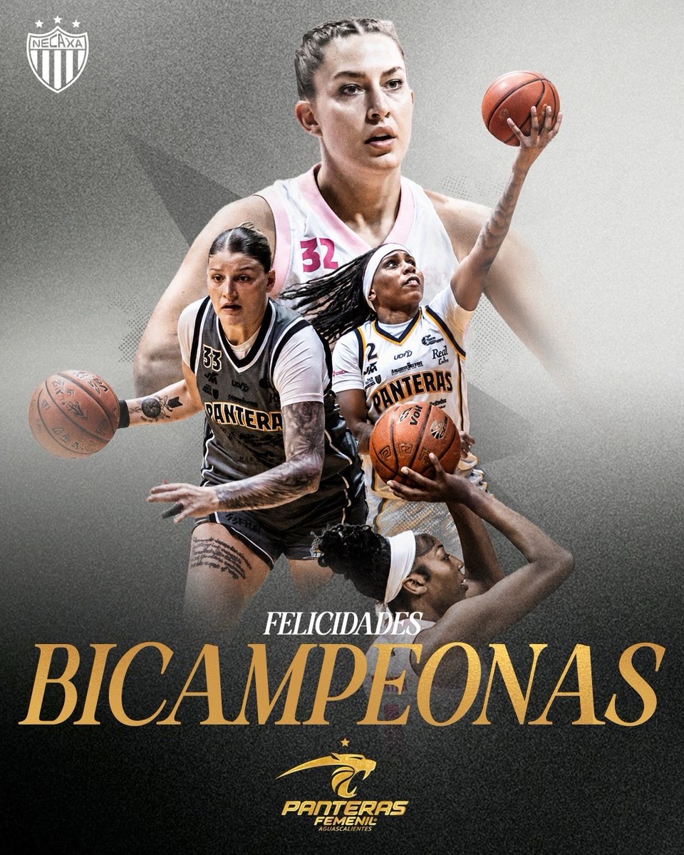 ClubNecaxa's tweet photo. 🏆⚡ Felicidades a Panteras de Aguascalientes por la obtención del campeonato de la LNBP Femenil 2026.

Su dedicación, talento y trabajo en equipo fueron fundamentales para alcanzar este importante logro, que enaltece al deporte de Aguascalientes.

¡Muchas felicidades por este histórico bicampeonato! 🏆🏆