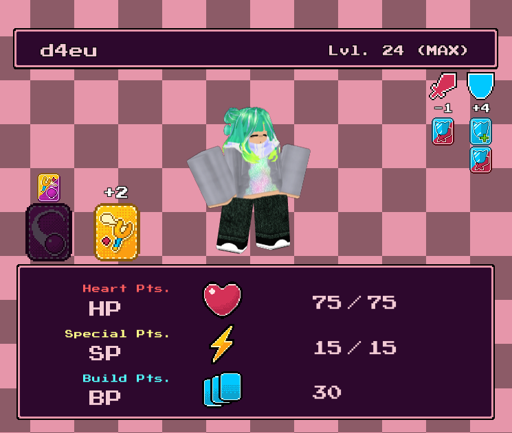 BreadyLuigi's tweet photo. @StegmannJoshua I unequipped the 0 cost that made the menu too big and didn't effect battle gameplay but here's the card build I used for the fight and the stats as well https://t.co/Z49mA0vz0d