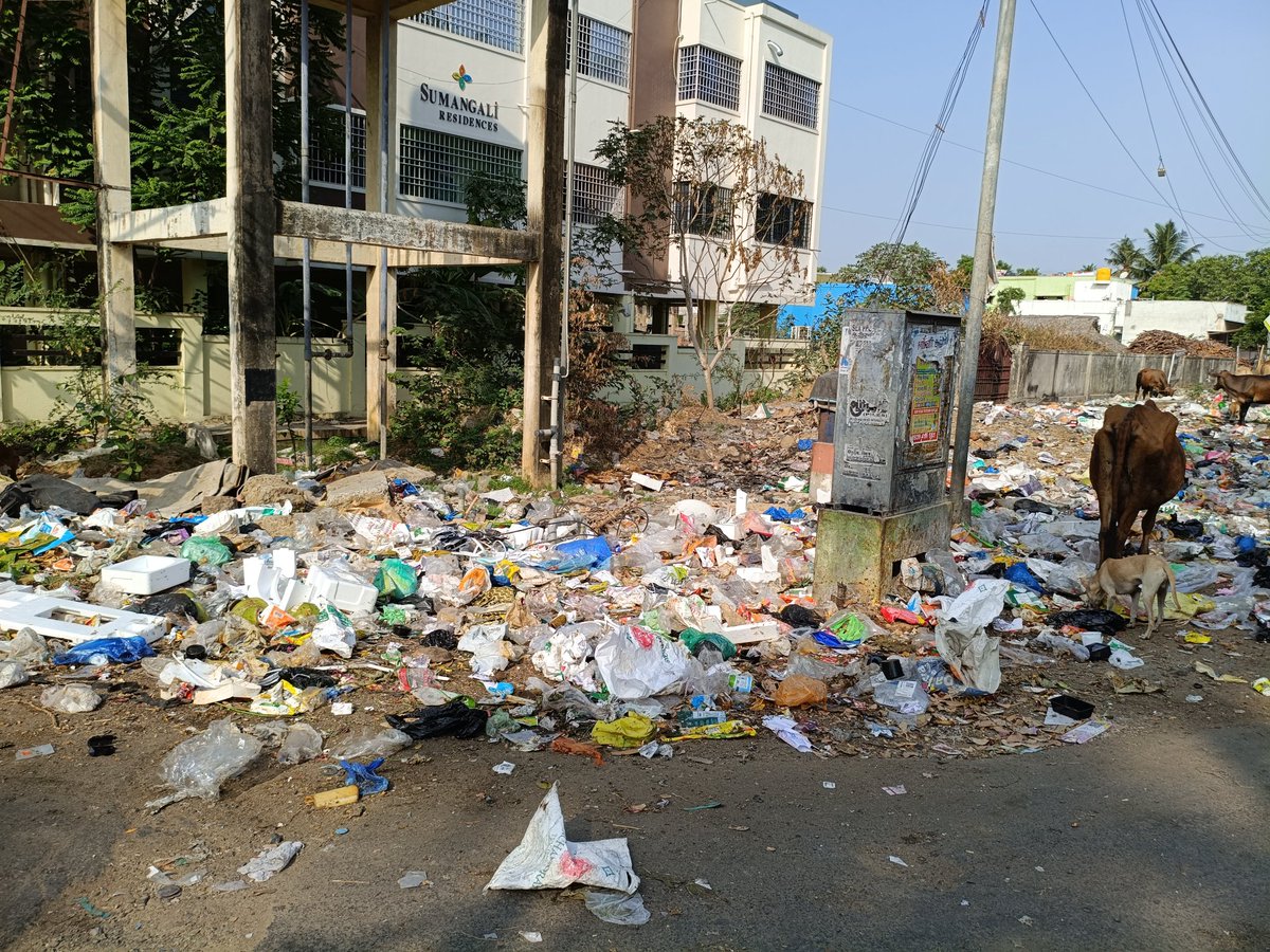 msjper's tweet photo. இடம்: மேடவாக்கம், CBI Colony பிரதான சாலை.
இந்த இடம்  குப்பை கிடங்காவே மாறியுள்ளது. இதனால் நாய், மாடுகள் இங்கு அதிகமாக நடமாடுவதால் பொது மக்களின் அன்றாட வாழ்க்கை, சுகாதார சீர்கேடுகள். தயவுசெய்து மேடவாக்கம் ஊராட்சி, சோழிங்கநல்லூர் சட்ட மன்ற உறுப்பினர் இதற்கு தீர்வு காணவேண்டும். https://t.co/ieS6vICs3C