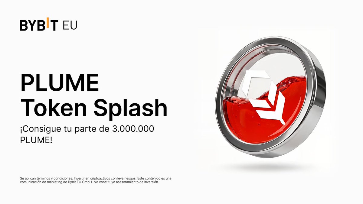 Bybit_Spain's tweet photo. ¡Ya está aquí el Token Splash! 🔴

El @plumenetwork Token Splash ya está disponible en Bybit EU, con un fondo de premios de 3.000 000 en PLUME.

1️⃣ Nuevos usuarios
Fondo de premios de 2.250.000 PLUME.

2️⃣ Usuarios existentes
Bote de premios de 750.000 PLUME.

🔗‍Más información: https://t.co/B956IGOIJI