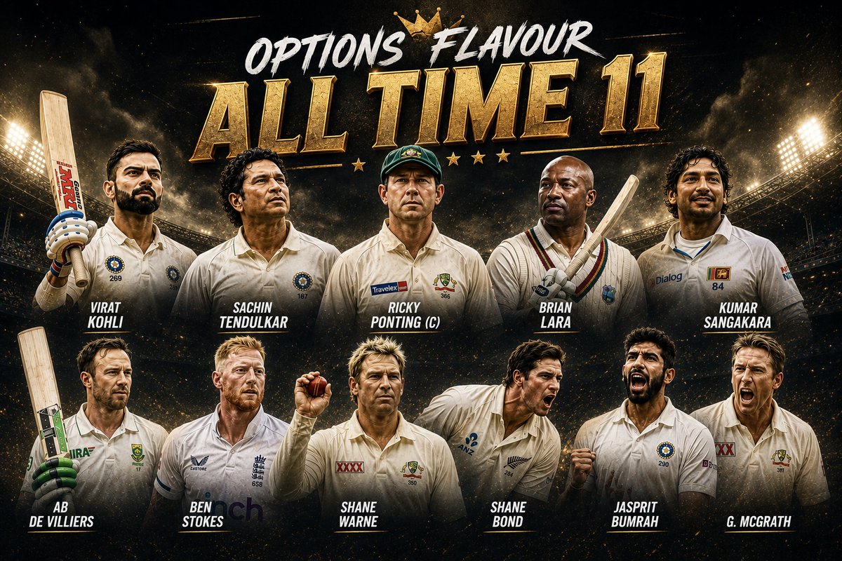 OptionsFlavour's tweet photo. Khali baitha tha, to socha All-Time XI bana lu.

And yes, I preferred Shane Bond over Muralidaran, Wasim Akram, Waqar Younis and Allan Donald. https://t.co/5B3w8fesLc
