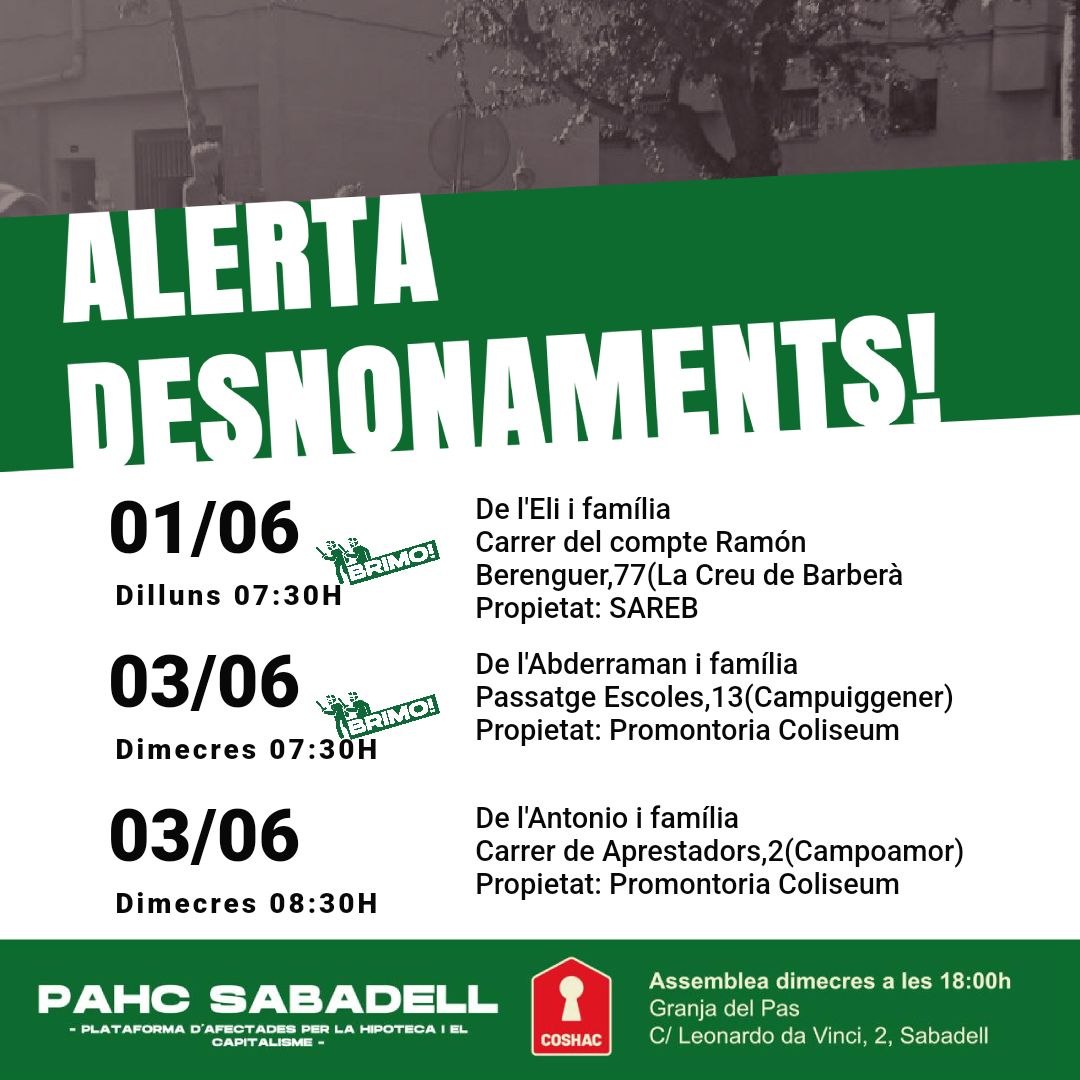 PAHC_Sabadell's tweet photo. No podem permetre que especulin amb el nostre habitatge! SUMA'T! ✊✊ https://t.co/YJorzvgdzL