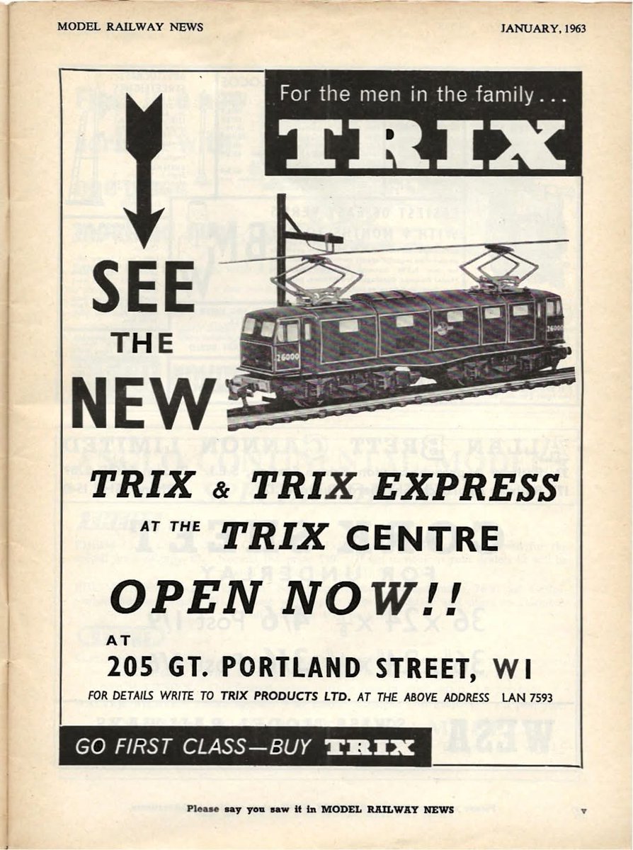 WoodheadRoute's tweet photo. There were models of both the Woodhead electrics EM1 and the EM2. 

The Trix EM1 was in cast metal. More often black. 

Here showcased in the Model Railway News of January 1963. https://t.co/1LNY3WFiEI