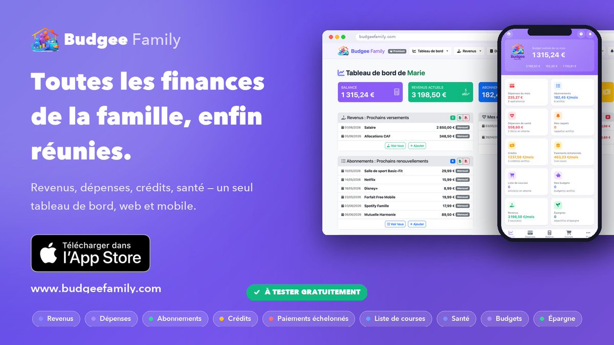 budgeefamily's tweet photo. Budgee Family, votre budget sous contrôle et même plus ...
#budgeefamily #budget #famille #finance https://t.co/zV5WY7Ukl0