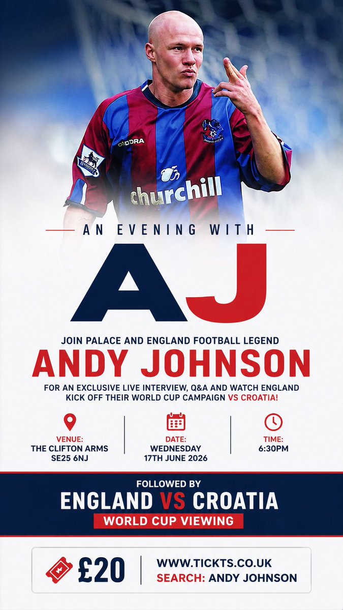 Matt__Thacker's tweet photo. Palace are EUROPEAN CHAMPIONS! ❤️🏆❤️

No parade? No problem! Celebrate in style at The Clifton Arms with a special evening featuring Palace legend Andy Johnson. 🎉⚽

#cpfc #southlondon 

🔗⬇️

https://t.co/SbKt0HCRZw https://t.co/nSEmakd48U