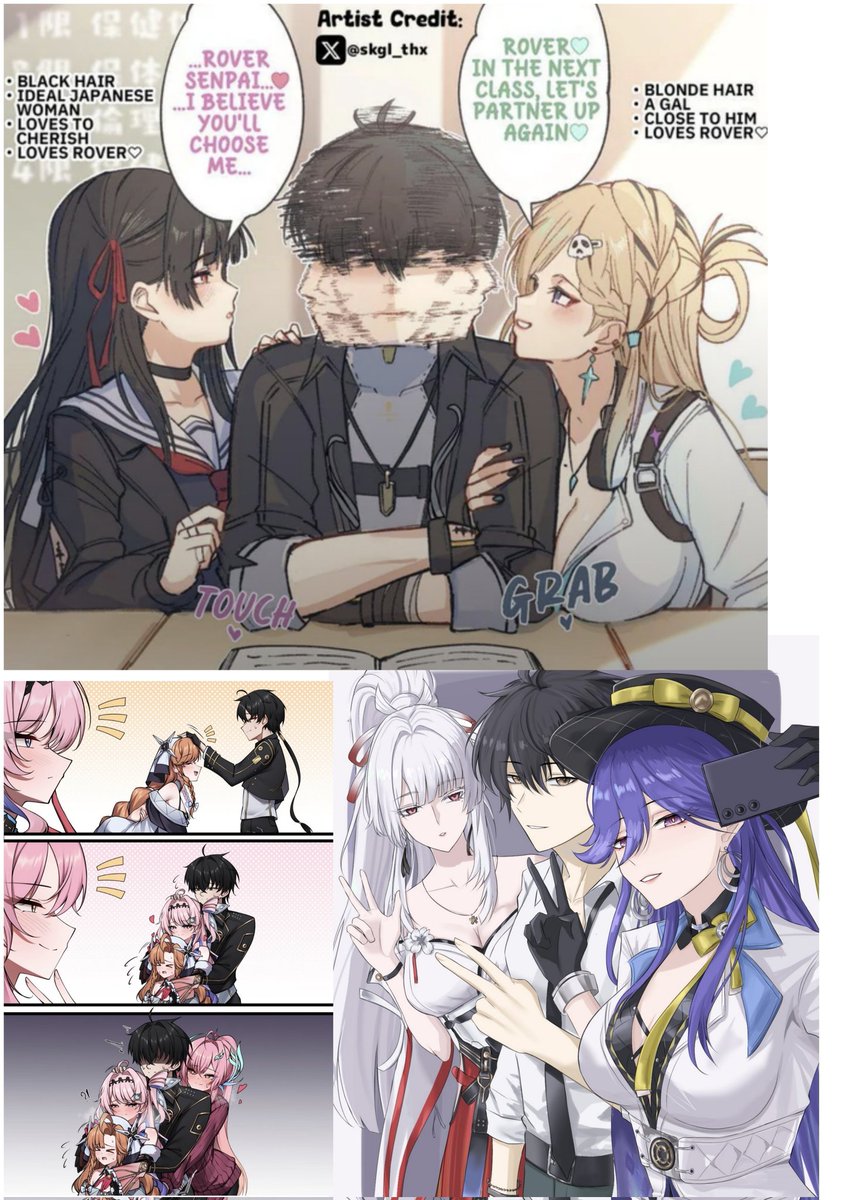 Klein175800's tweet photo. Meet Lahai Roi's Canon 3 some and 4 some.

A 3 some between an introvert Kouhai and an extrovert Gyaru.

A 3 some between the academy President and the Shrine Maiden.

A 4 some between two besties and a Pink Idol.
SFW ILLUSTRATION https://t.co/d6rbK03zpp