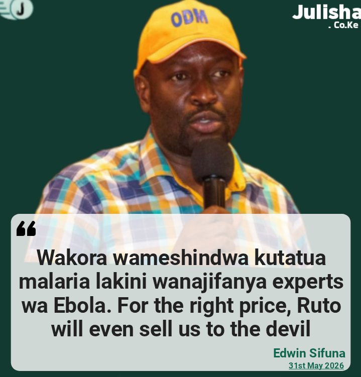 Goddie_Ke's tweet photo. Edwin Sifuna : Wakora wameshindwa kutatua malaria lakini wanajifanya experts wa Ebola. For the right price, Ruto will even sell us to the devil. https://t.co/myhEmcQ4IS