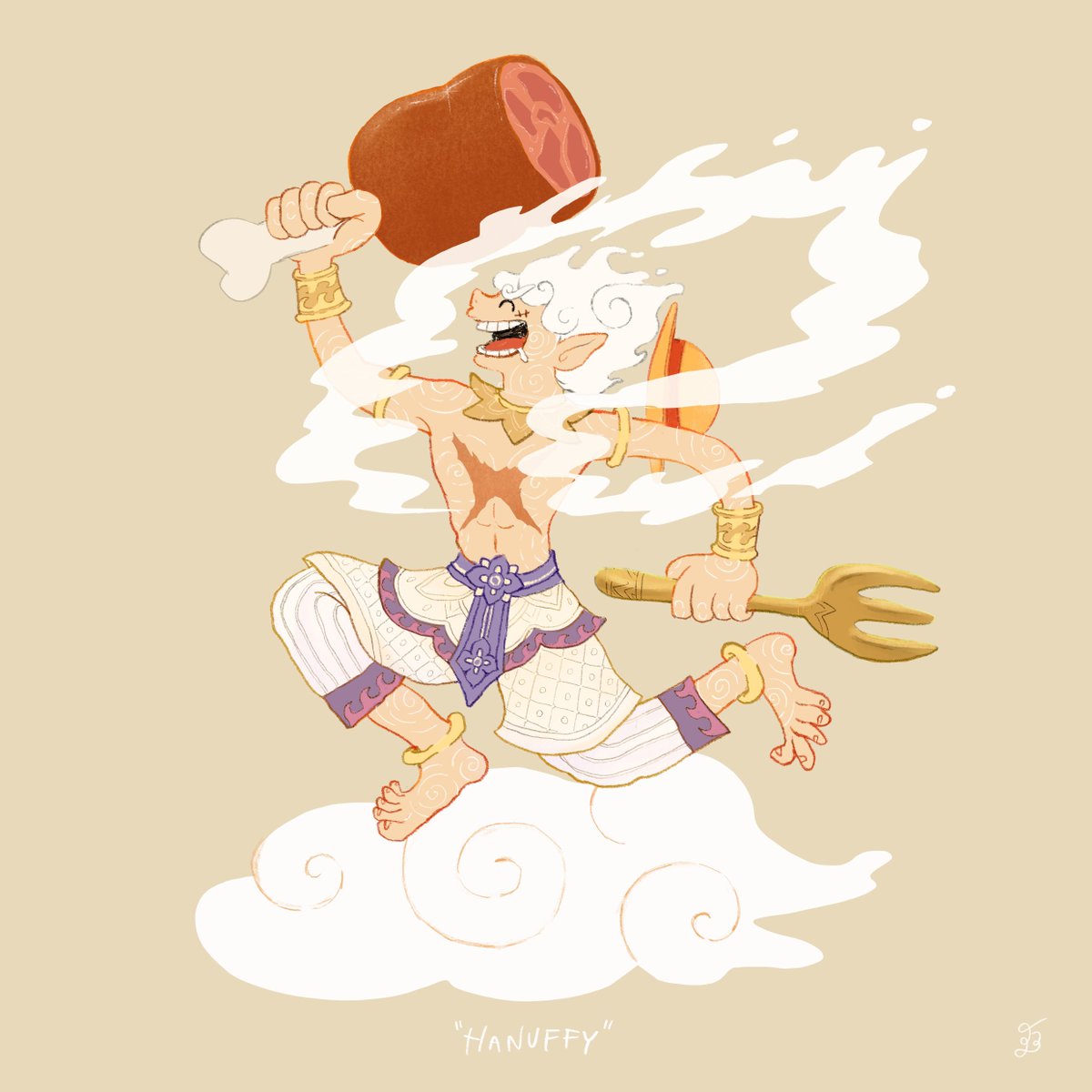 ban_ngur's tweet photo. จะมีใครรู้ไหมว่าเราวาด ลูฟี่เกียร์ 5+หนุมาน
กลายเป็น “หนุฟฟี่” 😂
#luffy #onepiece https://t.co/kyu0TuCTqr