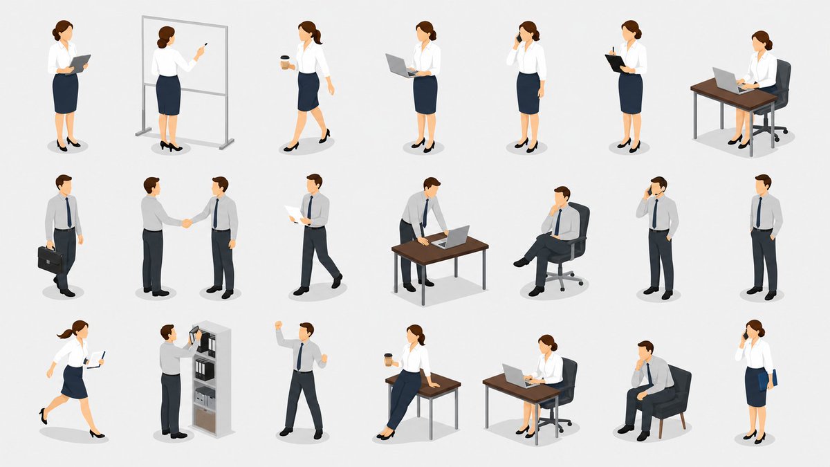 Isometric Business People Asset Sheet