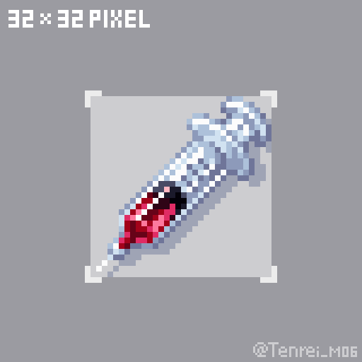 Tenrei_M06's tweet photo. TODAY-32Pixel「注射器」#dotpict #毎日ドット絵 https://t.co/kBBNCN2vP3