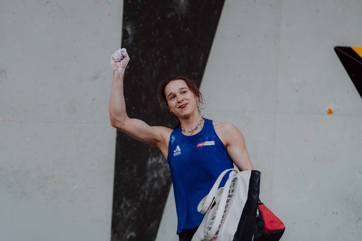 TeamGB's tweet photo. Erin McNeice is on fire 🔥

She tops the women’s boulder podium at the World Climbing Series Comunidad de Madrid, a week after winning silver in Bern 💪

That's her second-ever Boulder World Series gold medal 🤩🥇

@gb_climbing https://t.co/5kvwHTMtM7