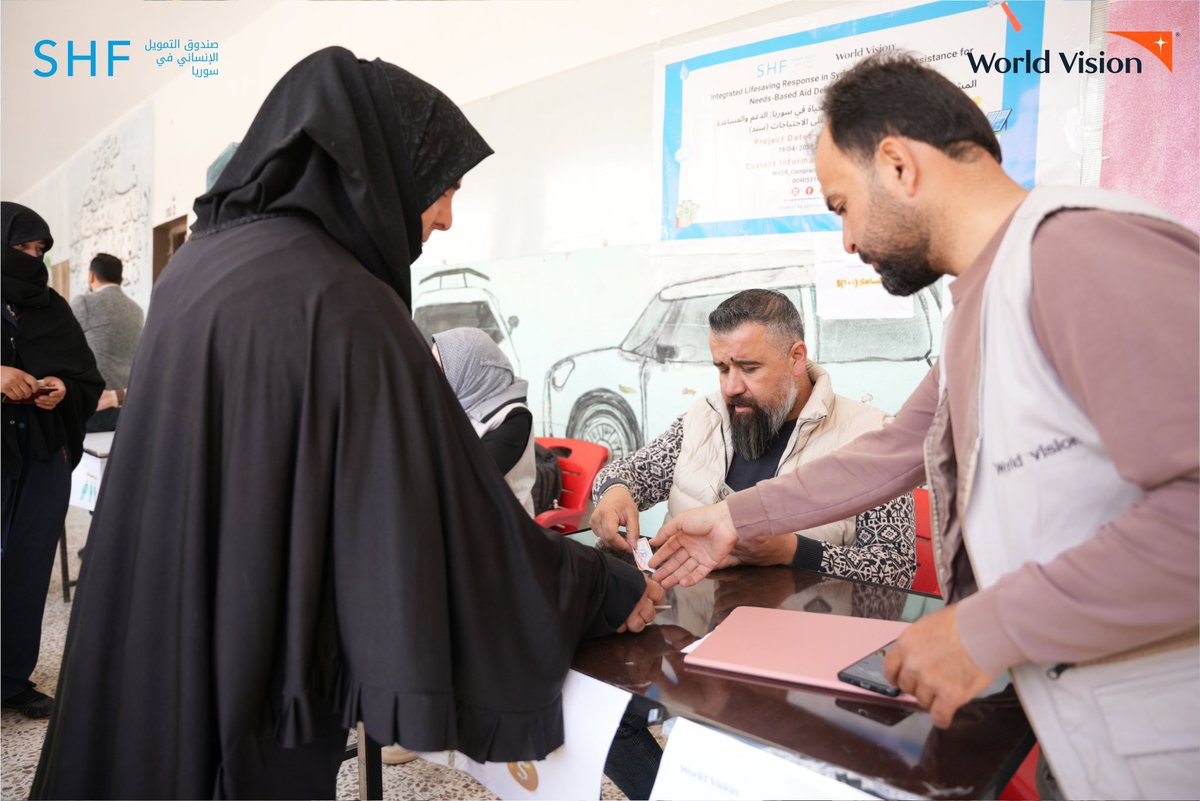 WorldVisionSR's tweet photo. The first activity of the SANAD project, funded by the #SyriaHumanitarianFund, has officially begun, with #cash distributions now reaching vulnerable families across Northwest #Syria! The activity will support 2k households monthly!

Stay tuned as the impact unfolds!

@OCHA_Syria https://t.co/WJqsKe9Ayh