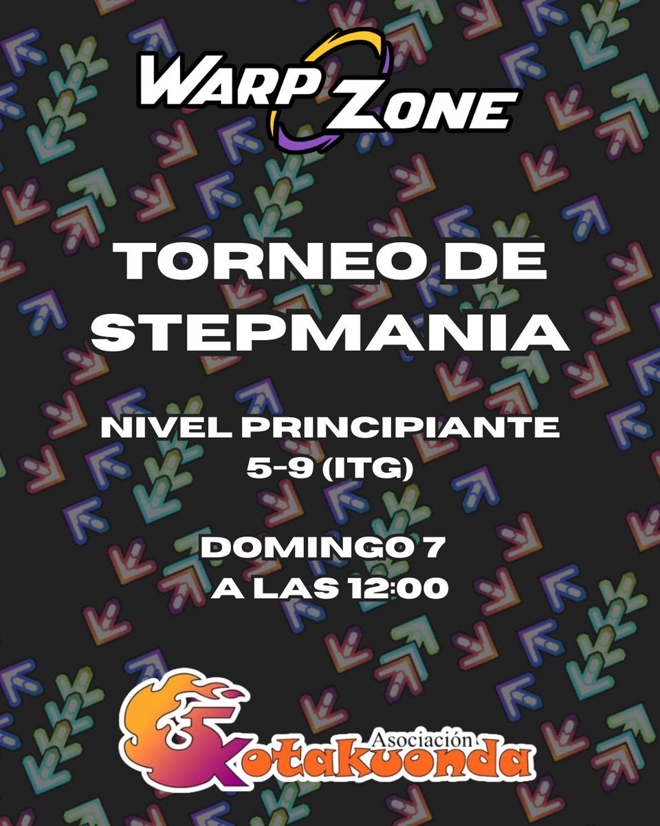 WarpZoneES's tweet photo. 🔥⬅⬇ SHOW ME YOUR BEST MOVES! ⬆➡🔥

Desde WarpZone os traemos el primer torneo de Stepmania de las Jornadas del Orgullo Friki de Villareal!
Usaremos el pack de canciones del Spanish Tech 2025 (categoría beginner)
Formato del torneo será al estilo Battle Royale, https://t.co/v5Rch5k4o7