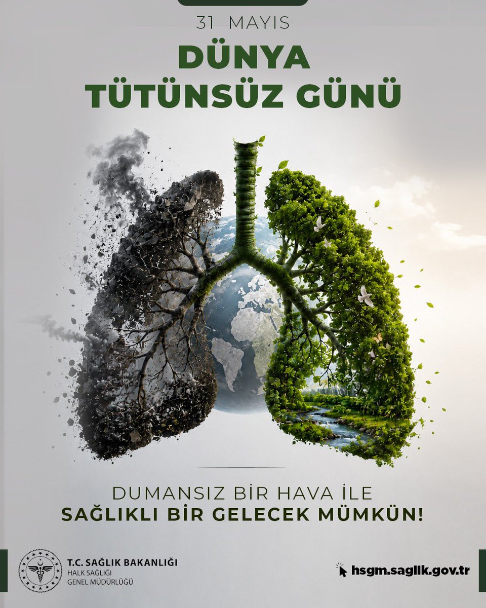 halksagligigm's tweet photo. Bugün, kendiniz ve sevdikleriniz için tütünsüz bir yaşamı tercih etme günü. Tütünü bırakmak için atacağınız her adım, daha sağlıklı bir geleceğin başlangıcıdır. 

Bugün bir karar, yarın bir ömürlük hayat! 
🚭 Tütünsüz bir yaşam mümkün. ♥️ 

Sağlığınız için bugün bir adım atın.

#DünyaTütünsüzGünü #31Mayıs #TütünsüzGelecek #SigarayıBırak #TütünleMücadele #SağlıklıYaşam #DumansızHavaSahası #SigarasızYaşam #SağlıkİçinBırak #NefesineSahipÇık
