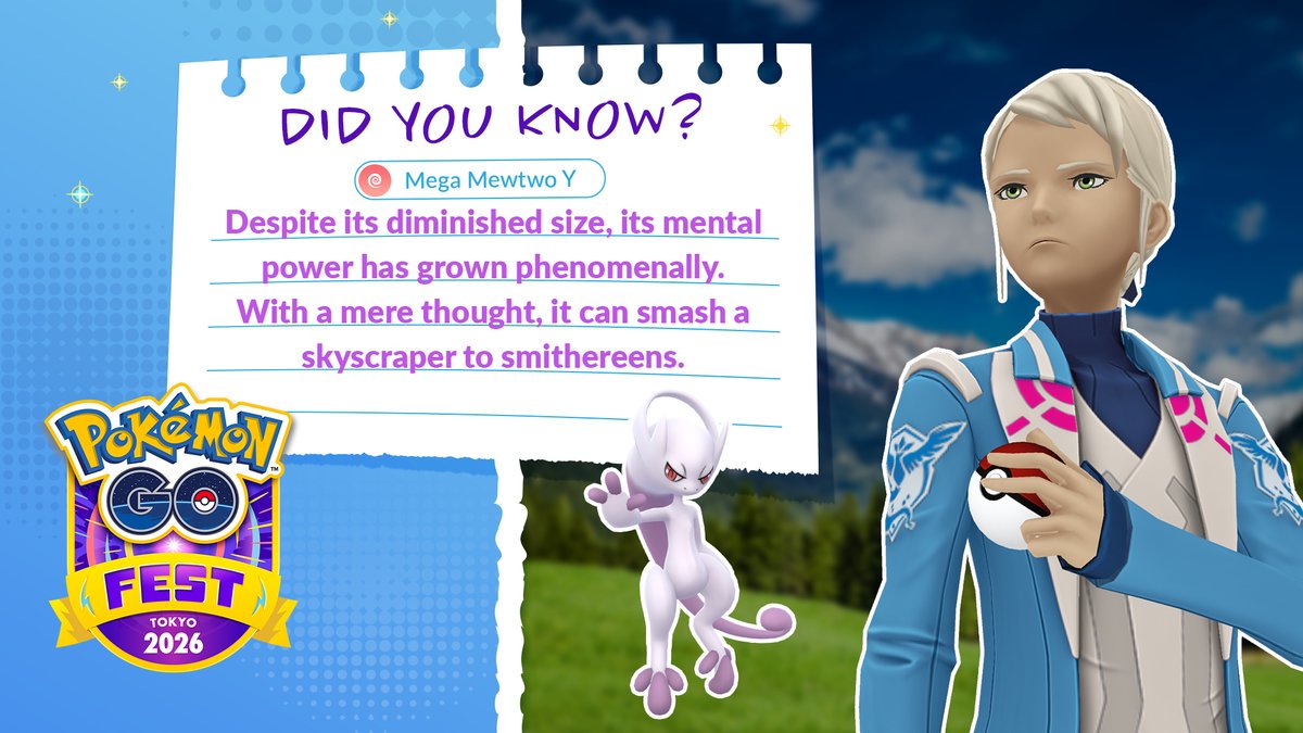 PokemonGoApp's tweet photo. Blanche research update 📚

 [Subject] Mega Mewtwo Y
#PokemonGOFest2026 https://t.co/OxTD9znEG0